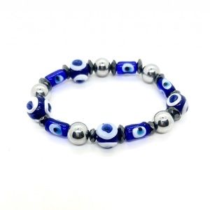 Blue evil eye with hematite bracelet